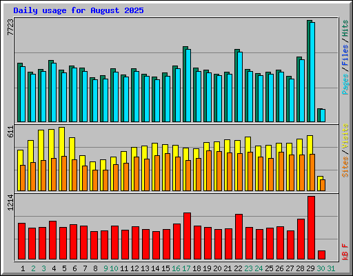 Daily usage for August 2025